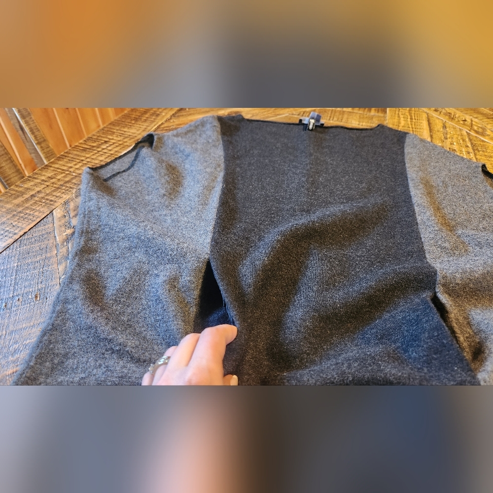 Bergdorf Goodman Vince Angola Wool Charcoal Gray Dolman Short Sleeve Sweater Med - Picture 10 of 12